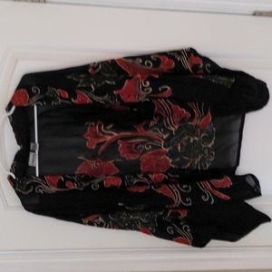 Chicos Flowers on Black Cardigan